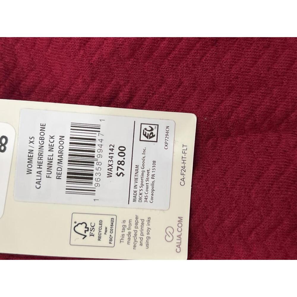CALIA Women's Herringbone Funnel Neck Sweatshirt in red new - Picture 4 of 6